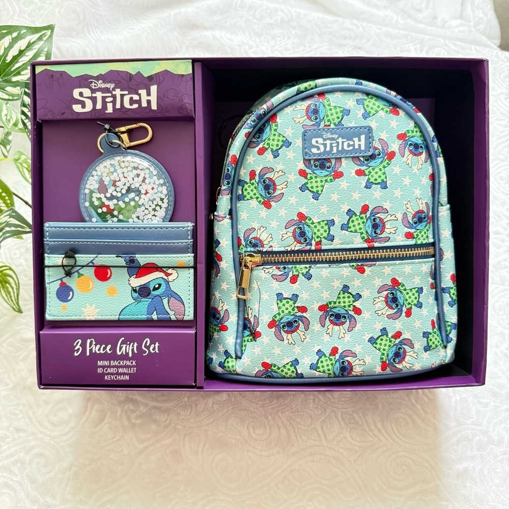 Disney Stitch Mini Backpack 3-Piece Gift Set NWT | Backpack Wallet Keychain